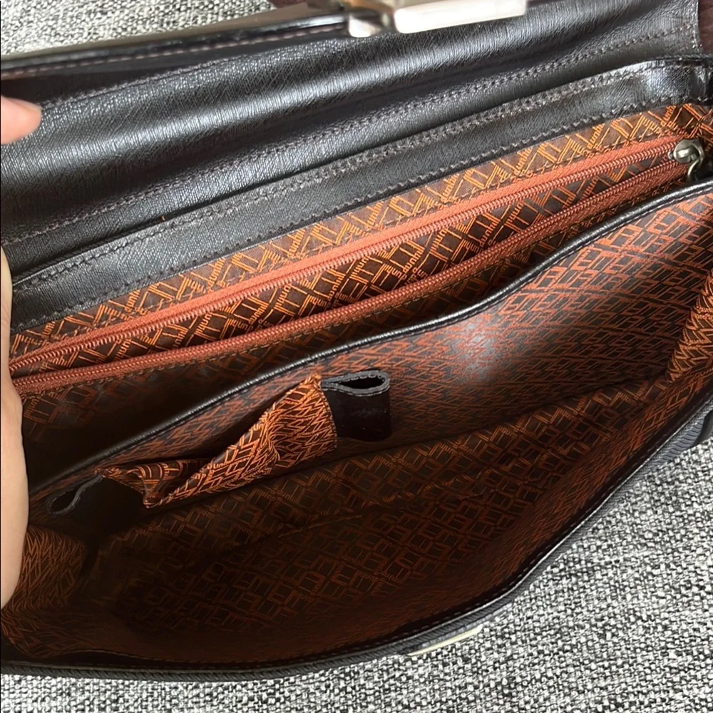Dunhill Black Leather / fabric clutch with adjustable strap
